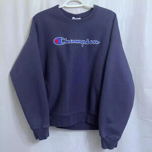Champion Reverse Weave Sweatshirt Men's XXL 2XL Blue w/ Spellout Script Logo